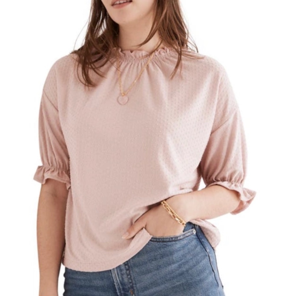 Madewell x Texture & Thread Clipdot Ruffle Top Size Small - Picture 2 of 7